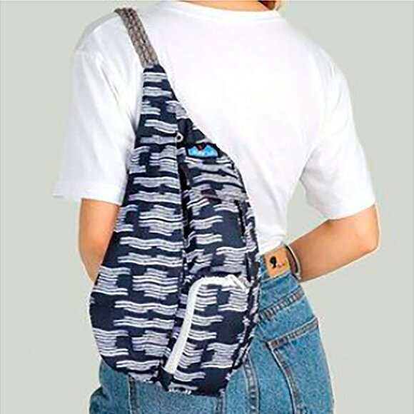 Kavu Mini Rope Sling Bag Blue Crossbody Evening Tide Purse Daypack - Picture 1 of 12